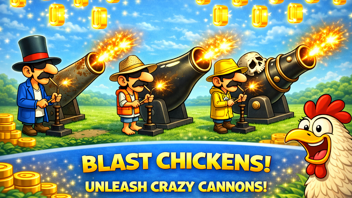 Три різні гармати з персонажами Chicken Cannon